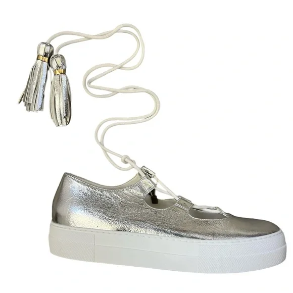 L' AUTRE CHOSE Lace-up sneakers Silver NWOT Size 39 - Picture 7 of 14